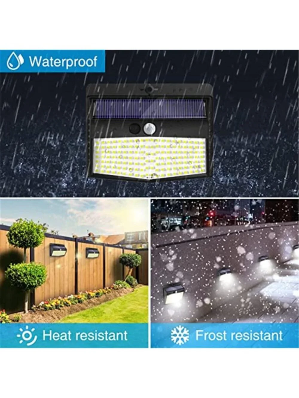 Solar Outdoor Lights Motion Sensor 138 LED Waterproof Security Wall Lights Black
